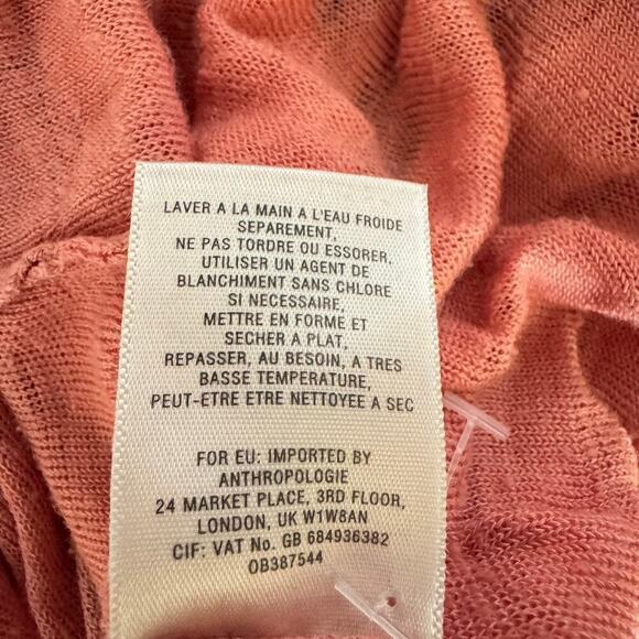 Moth Womens Linen Duster Cardigan Size XS Coral Pink Open Lightweight Fairy Boho - Picture 11 of 11